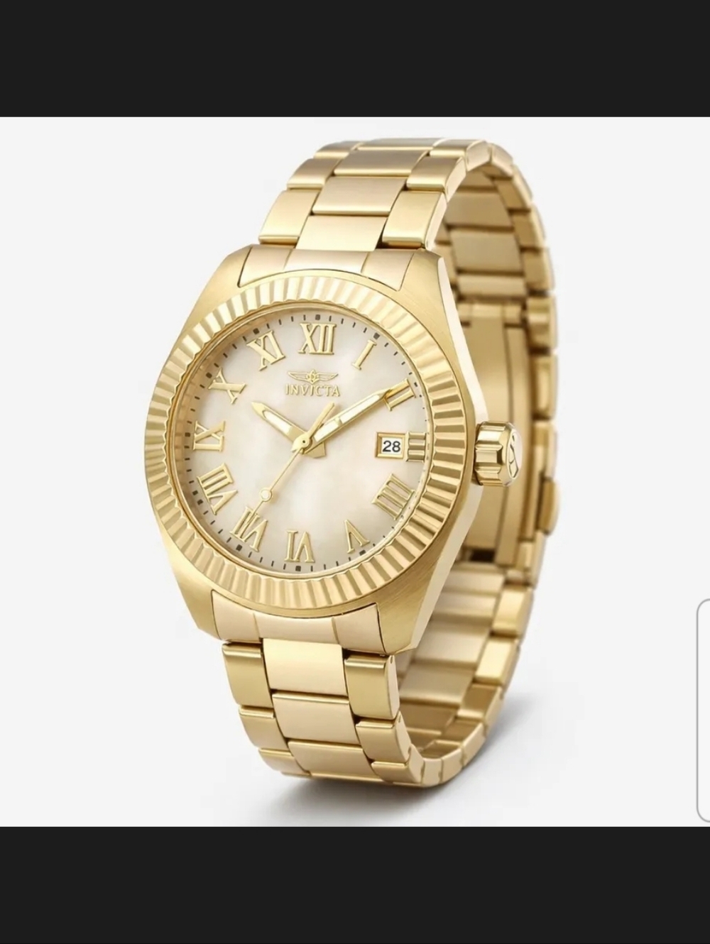 Invicta Gold Tone Bracelet Watch with Mother-of-Pearl Dial